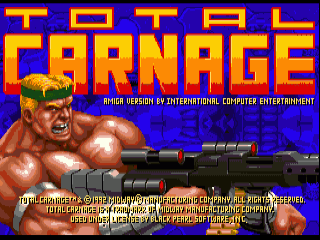 Total Carnage title screen for Amiga